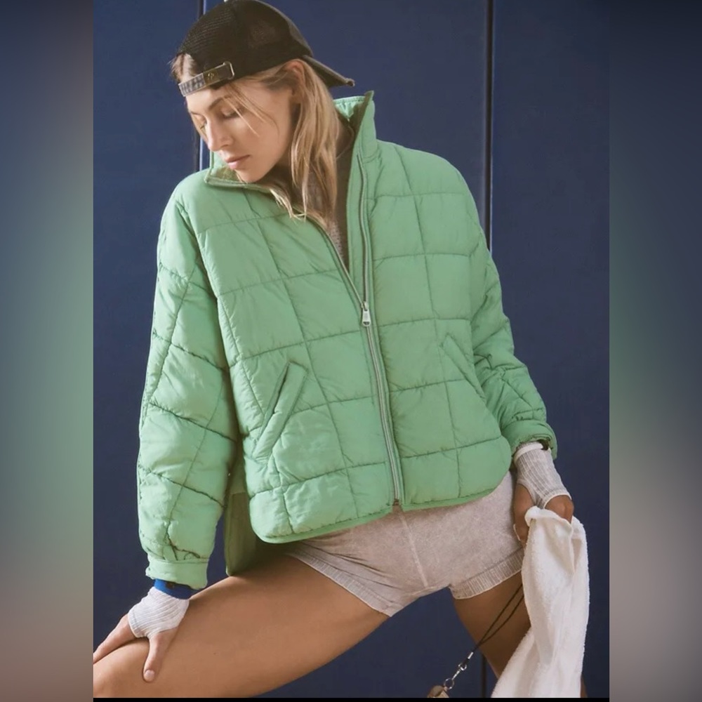 Free People Fp Movement Pippa Packable Puffer Green Jacket Coat Washed Jade  Xs